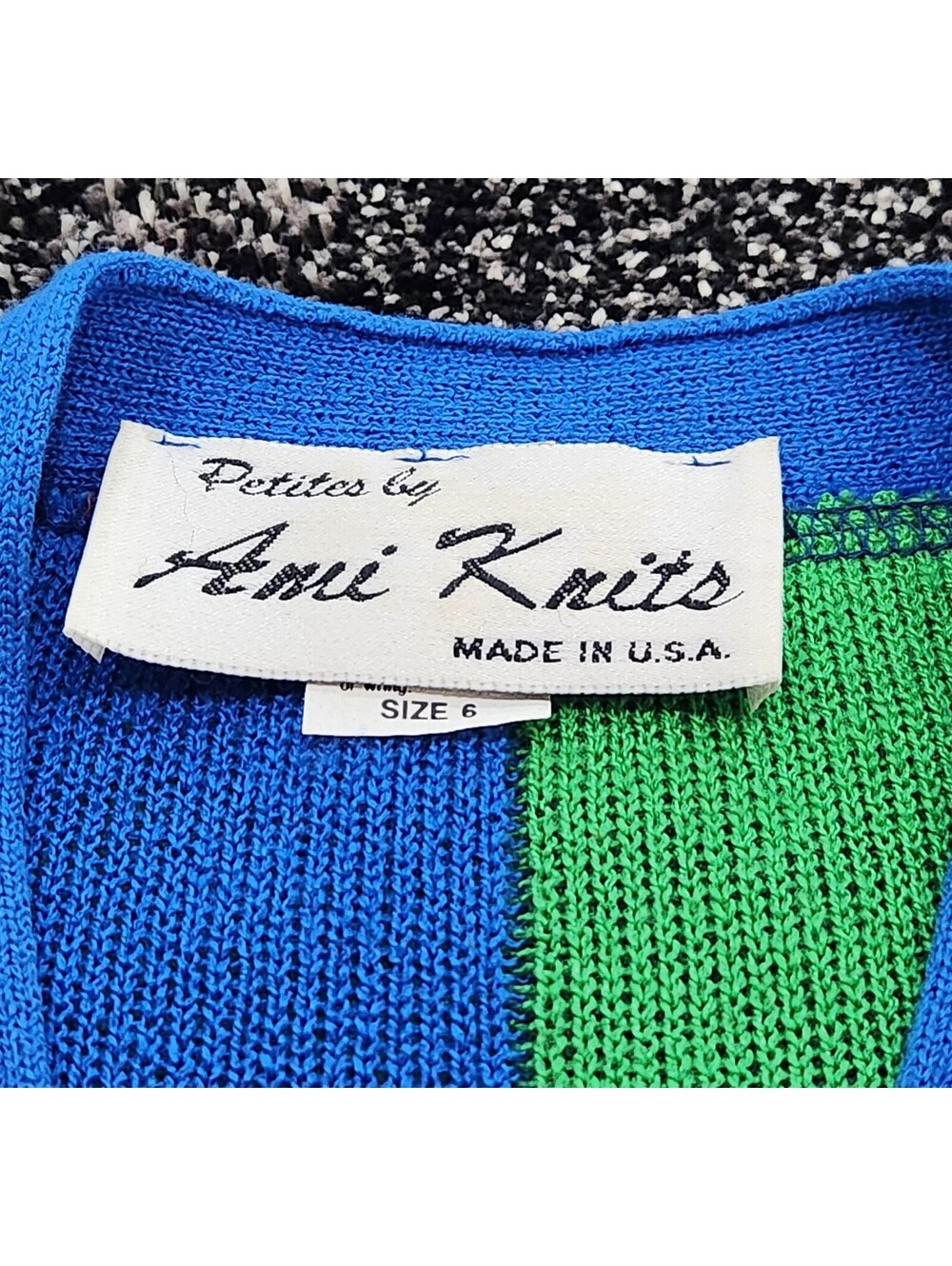Vtg 80s Ami Knits Petites Colorblock Cardigan Sweater Womens 6 Multicolor Plaid - Picture 6 of 9